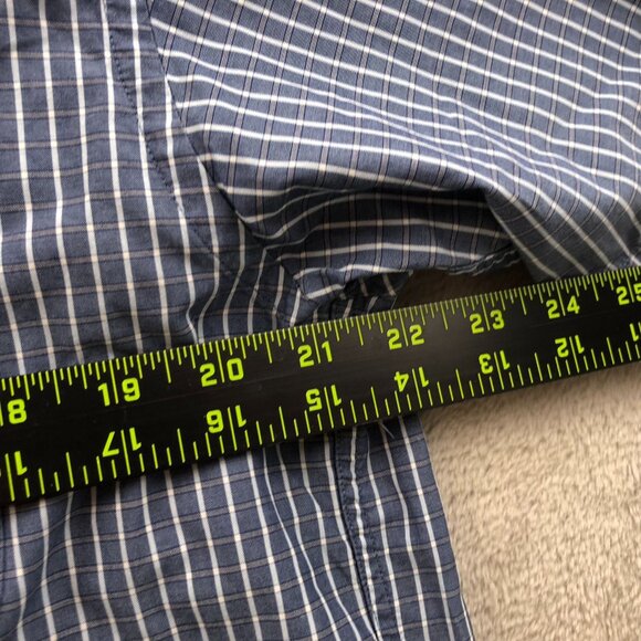 Brooks Sport Mens Shirt Medium Short Sleeve Button Down Pinstriped Casual Blue - Picture 4 of 8